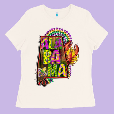 Mardi Gras Alabama Map Ladies Tee Designed By Cowgirlartshop