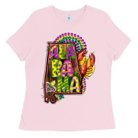 Bubblegum Pink mardi gras alabama map Ladies Tee - CowGirlArtShop