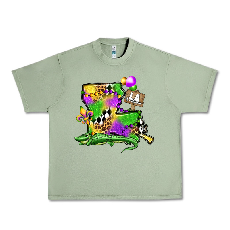 Louisiana Map Alligator Mardi Gras Olivia Urban Heavy Tee by OliviaCreatesArt | Teevron