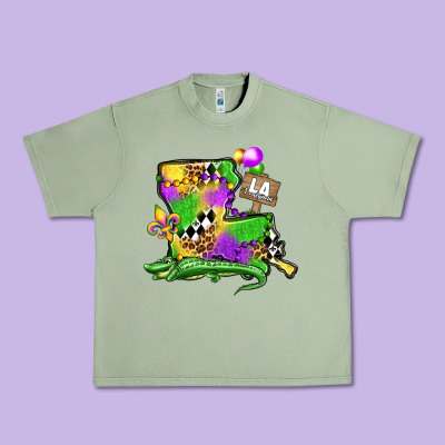 Louisiana Map Alligator Mardi Gras Olivia Urban Heavy Tee Designed By Oliviacreatesart