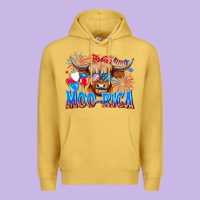 Moo Rica Premium Hoodie Designed By Cowhidedigitalart