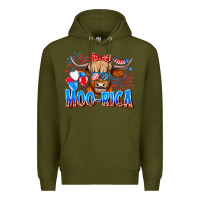 Army Green moo rica Premium Hoodie - CowhideDigitalArt