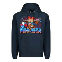 Navy moo rica Premium Hoodie - CowhideDigitalArt