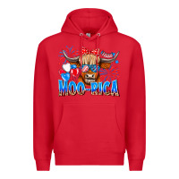 Red moo rica Premium Hoodie - CowhideDigitalArt