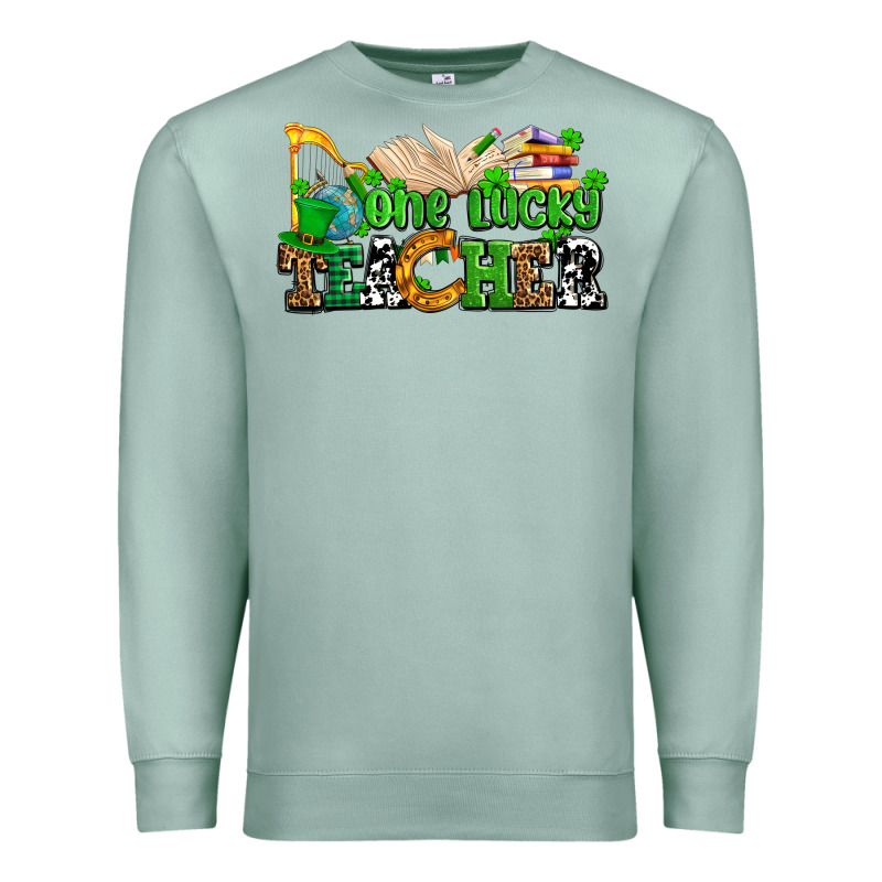 One Lucky Teacher Premium Sweatshirt by AdoDesignShop | Teevron