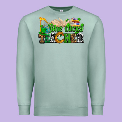 One Lucky Teacher Premium Sweatshirt Designed By Adodesignshop