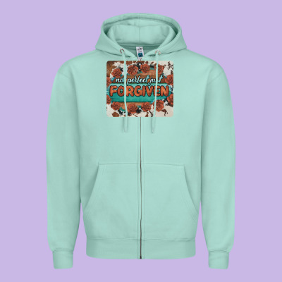 Not Perfect Just Forgiven Zipper Hoodie Designed By Barkaloodesign