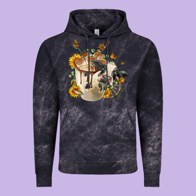 Black And White Cow Coffee Cup Vintage Hoodie Designed By Fadigitalartstudio