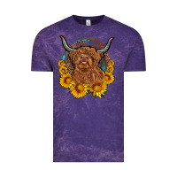 Cloud Purple cow sunflower leopard Vintage Tee - OliviaCreatesArt