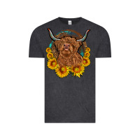 Vintage Black cow sunflower leopard Vintage Tee - OliviaCreatesArt