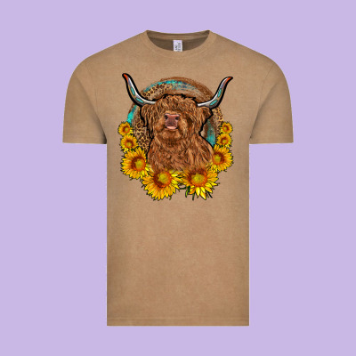 Cow Sunflower Leopard Vintage Tee Designed By Oliviacreatesart