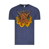 Vintage Denim cow sunflower leopard Vintage Tee - OliviaCreatesArt