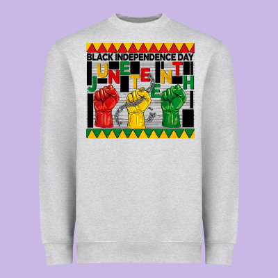 Black Independence Day Juneteenth Tumbler Heavyweight Sweatshirt Designed By Barkaloodesign