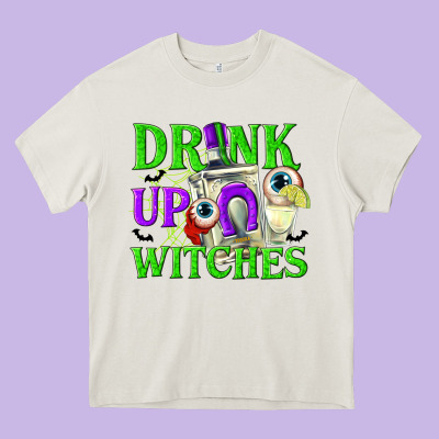 Drink Up Witches Heavy Core Tee Designed By Texasbilliewilder