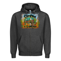 Charcoal Heather camping is my happy place Zipper Hoodie - BarkalooDesign