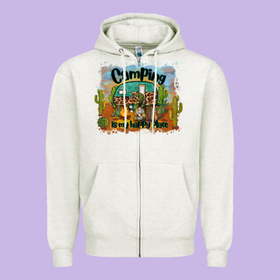 Camping Is My Happy Place Zipper Hoodie Designed By Barkaloodesign