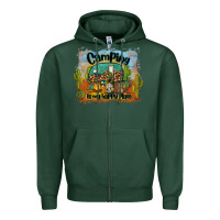 Sports Green camping is my happy place Zipper Hoodie - BarkalooDesign