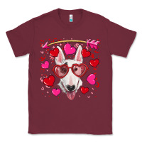 Burgundy Valentine's day  bull terrier Classic Tee - RanaPortraitStore