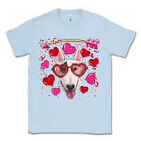 Dusty Blue Valentine's day  bull terrier Classic Tee - RanaPortraitStore