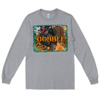Heather Grey thanksgiving turkey gobble with background Long Sleeve Tee - RanaPortraitStore