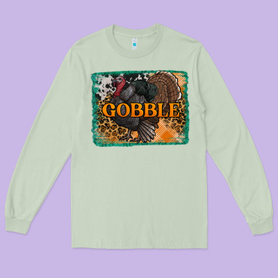 Thanksgiving Turkey Gobble With Background Long Sleeve Tee Designed By Ranaportraitstore
