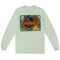 Matcha thanksgiving turkey gobble with background Long Sleeve Tee - RanaPortraitStore