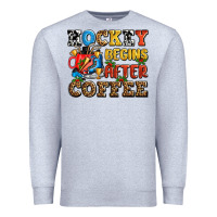 Heather Grey hockey begins after coffee ado Premium Sweatshirt - AdoDesignShop