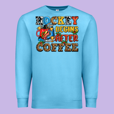 Hockey Begins After Coffee Ado Premium Sweatshirt Designed By Adodesignshop