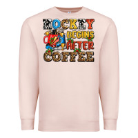 Pale Pink hockey begins after coffee ado Premium Sweatshirt - AdoDesignShop