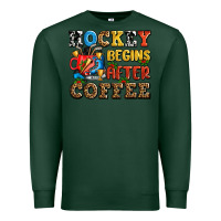 Sports Green hockey begins after coffee ado Premium Sweatshirt - AdoDesignShop