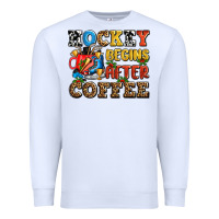 White hockey begins after coffee ado Premium Sweatshirt - AdoDesignShop