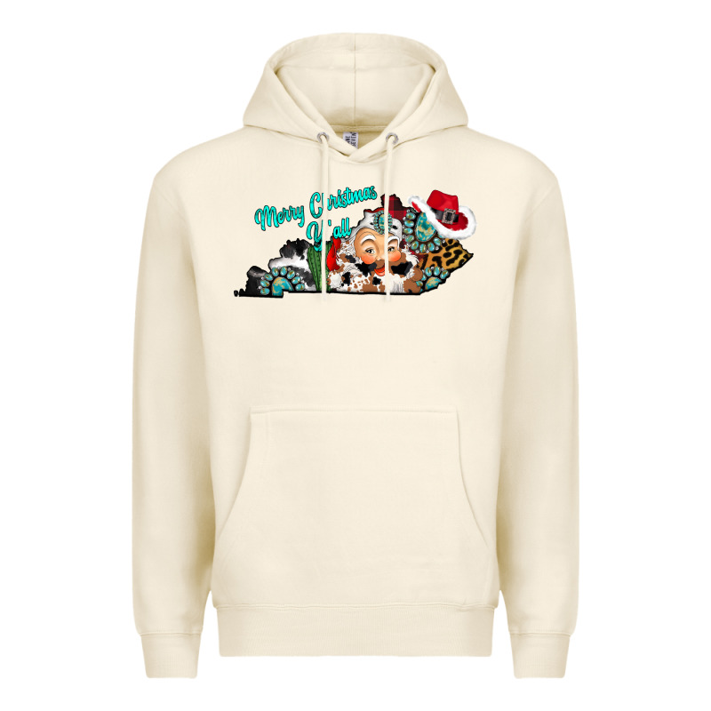 Merry Christmas Y'all Kentucky Premium Hoodie by CowhideDigitalArt | Teevron