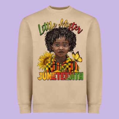 Little Mister Juneteenth Black Boy Heavyweight Sweatshirt Designed By Barkaloodesign