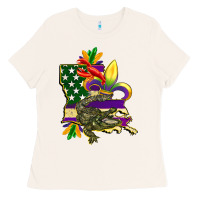 Louisiana Map American Flag Mardi Gras Ladies Tee | Teevron