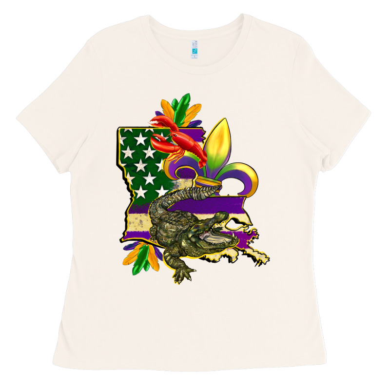 Louisiana Map American Flag Mardi Gras Ladies Tee by CowGirlArtShop | Teevron
