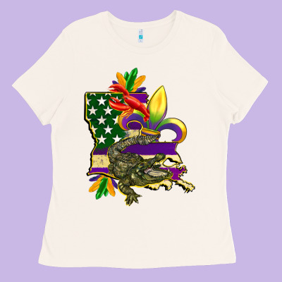 Louisiana Map American Flag Mardi Gras Ladies Tee Designed By Cowgirlartshop