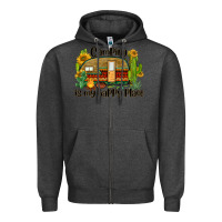 Charcoal Heather camping is my happy place caravan Zipper Hoodie - BarkalooDesign