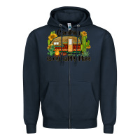 Navy camping is my happy place caravan Zipper Hoodie - BarkalooDesign