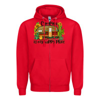 Red camping is my happy place caravan Zipper Hoodie - BarkalooDesign