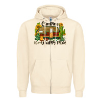 Sandshell camping is my happy place caravan Zipper Hoodie - BarkalooDesign