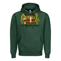 Sports Green camping is my happy place caravan Zipper Hoodie - BarkalooDesign