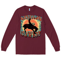 Burgundy American cowboy Long Sleeve Tee - FaDigitalArtStudio