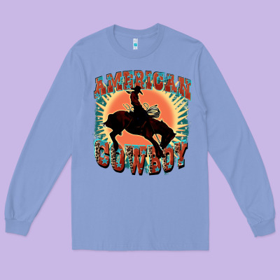 American Cowboy Long Sleeve Tee Designed By Fadigitalartstudio