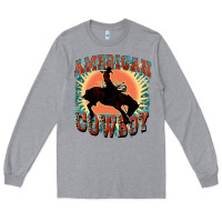 Heather Grey American cowboy Long Sleeve Tee - FaDigitalArtStudio