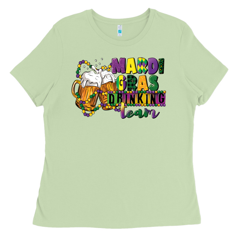 Mardi Gras Drinking Team 12 Inches 300 Dpi Ladies Tee by CowGirlArtShop | Teevron