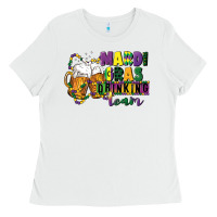 White mardi gras drinking team 12 inches 300 dpi Ladies Tee - CowGirlArtShop