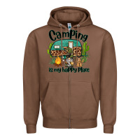 Chestnut camping is my happy place caravan and gnome Zipper Hoodie - BarkalooDesign