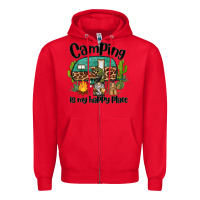 Red camping is my happy place caravan and gnome Zipper Hoodie - BarkalooDesign