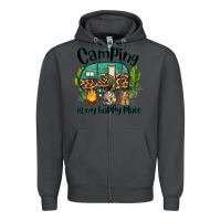 Smoke camping is my happy place caravan and gnome Zipper Hoodie - BarkalooDesign