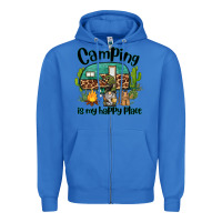 True Royal camping is my happy place caravan and gnome Zipper Hoodie - BarkalooDesign